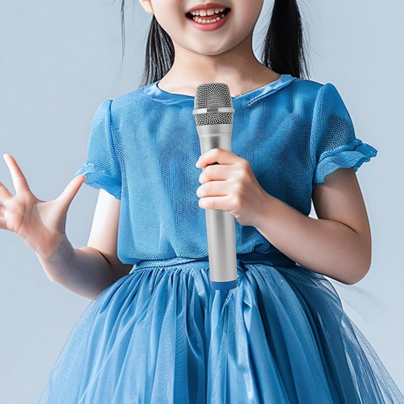 Silver Blue Kids Journalist Costume Prop Activity Show Model Pretend Play Decorative Microphone - Image 5